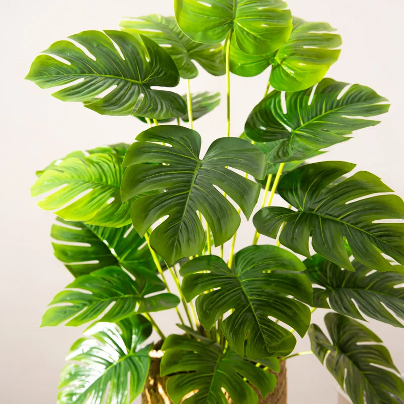 arbre tropical artificiel grandes feuilles de monstera en pot décoratif - vue 6 sur 23