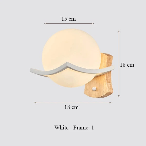 applique murale moderne en bois design lumineux décoratif en forme de lune - vue 10 sur 21