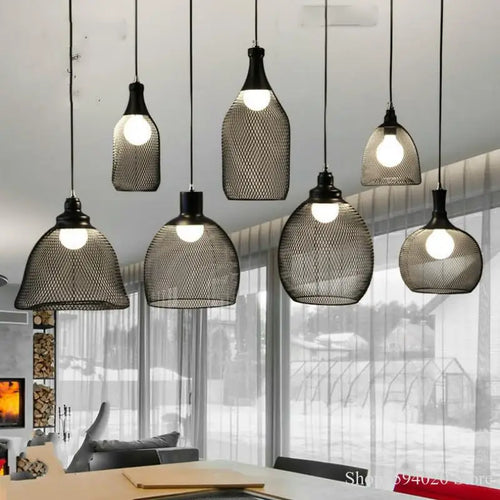 lustre industriel cage à oiseaux style loft rétro en fer minimaliste - vue 4 sur 17