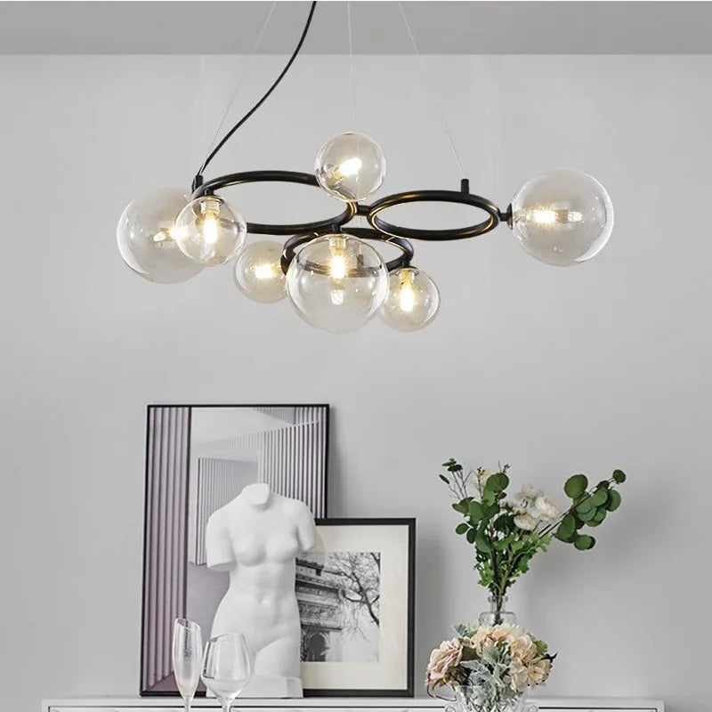 suspension moderne en verre avec ampoule incluse pour décoration intérieure - vue 7 sur 16