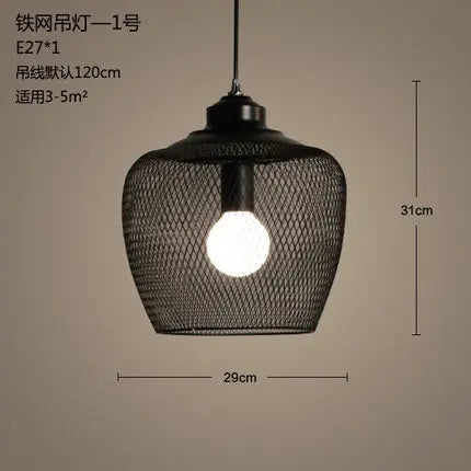 lustre cage à oiseaux style loft rétro en fer créatif minimaliste - vue 18 sur 18