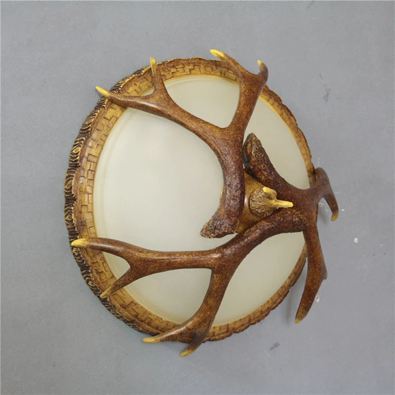 plafonnier rétro en bois et résine style pays américain antique - vue 7 sur 7