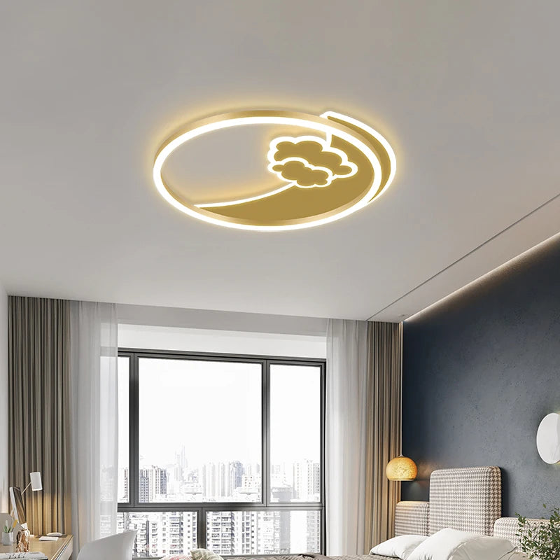 plafonnier rond en or avec télécommande pour intérieur - vue 7 sur 14
