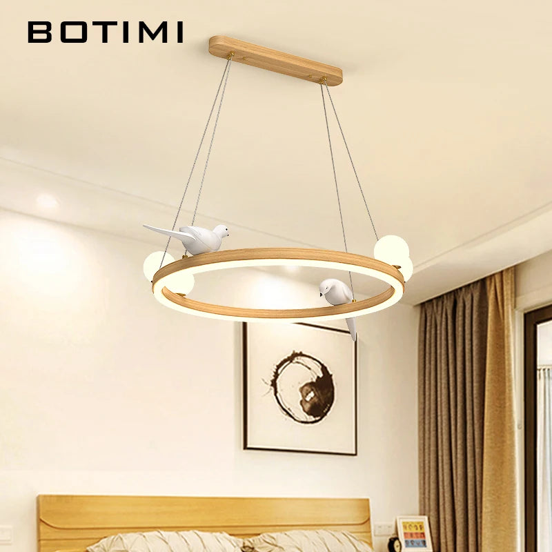 lustre led rond avec oiseaux pour style postmoderne - vue 3 sur 9