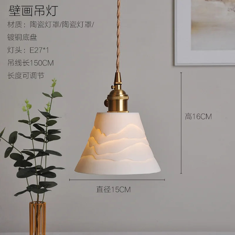 suspension moderne en céramique double ombre pour décoration intérieure