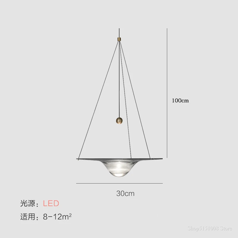 suspension LED en verre transparent design nordique moderne - vue 8 sur 9