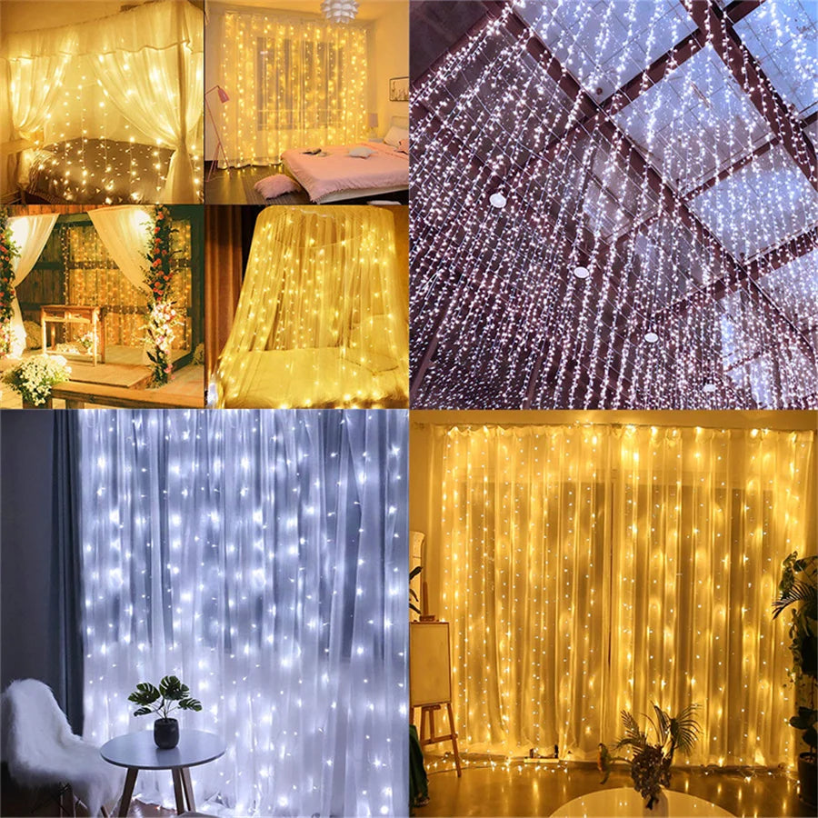 rideau lumineux led glaçons guirlande décorative pour fêtes et mariages - vue 6 sur 8