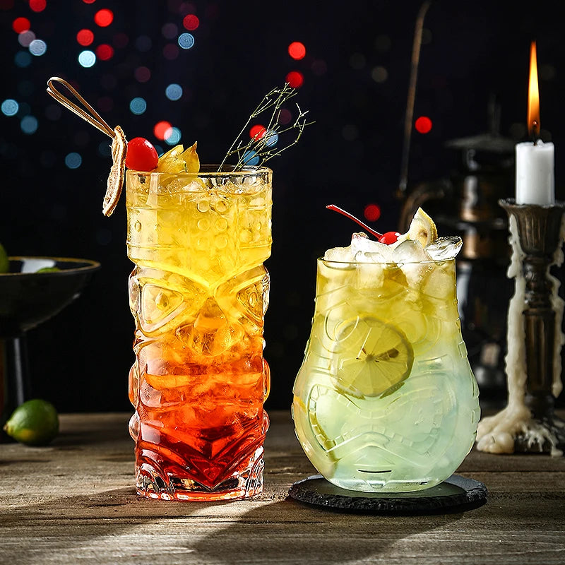 Mug tiki en verre transparent style bar cocktail - vue 6 sur 7