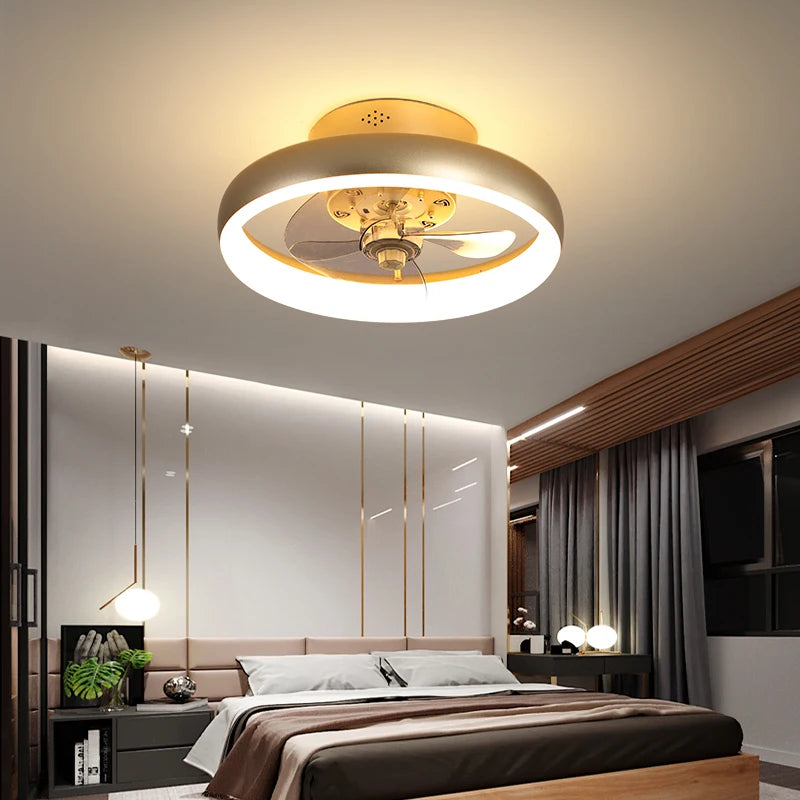 ventilateur de plafond minimaliste avec lumière cristal led télécommande - vue 4 sur 16