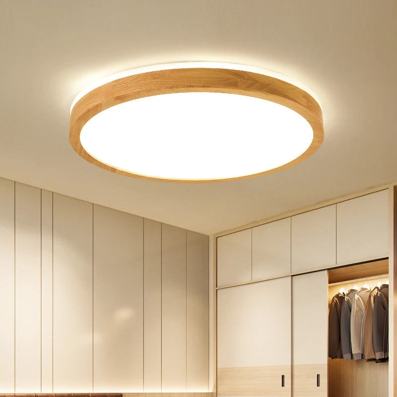 plafonnier led ultra-fin japonais bois massif design moderne 2021