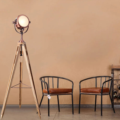 American style retro industrial wind, personality, creativity, bedroom, living room, study, Navy, modern three tripod floor lamp - vue 5 sur 6