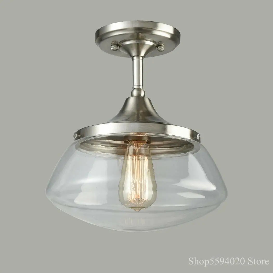 Lustre rétro-industriel lampe en cristal clair verre Transparent lumière salle à manger intérieur ménage chambre lustre plafond - vue 6 sur 8