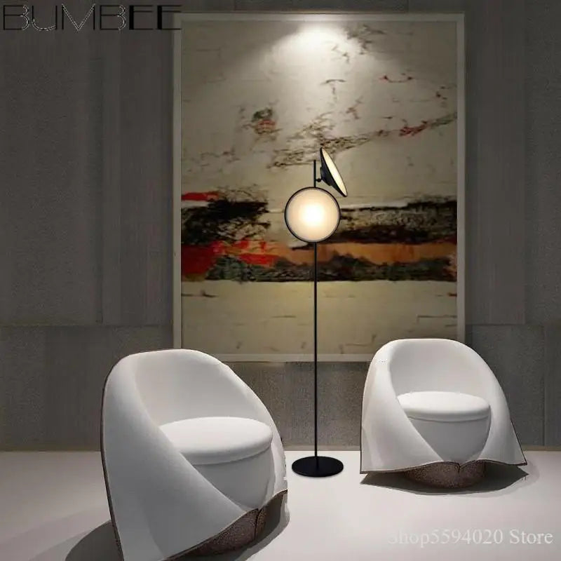 lampadaire led design nordique double corne éclairage moderne - vue 4 sur 7