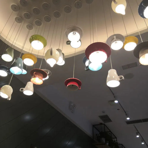 suspension moderne en céramique led théière pour cuisine - vue 6 sur 30