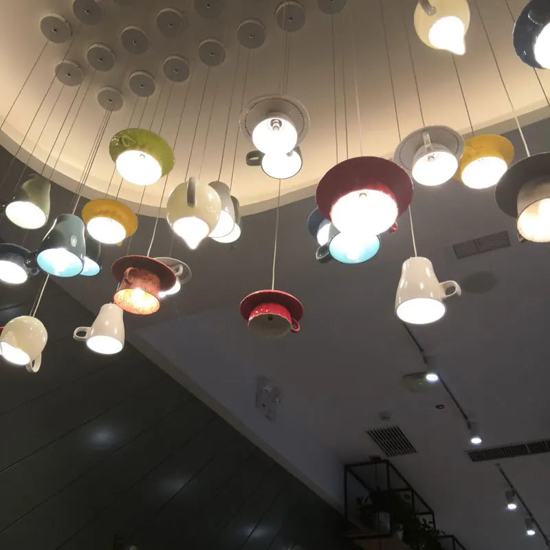 suspension moderne en céramique led théière pour cuisine