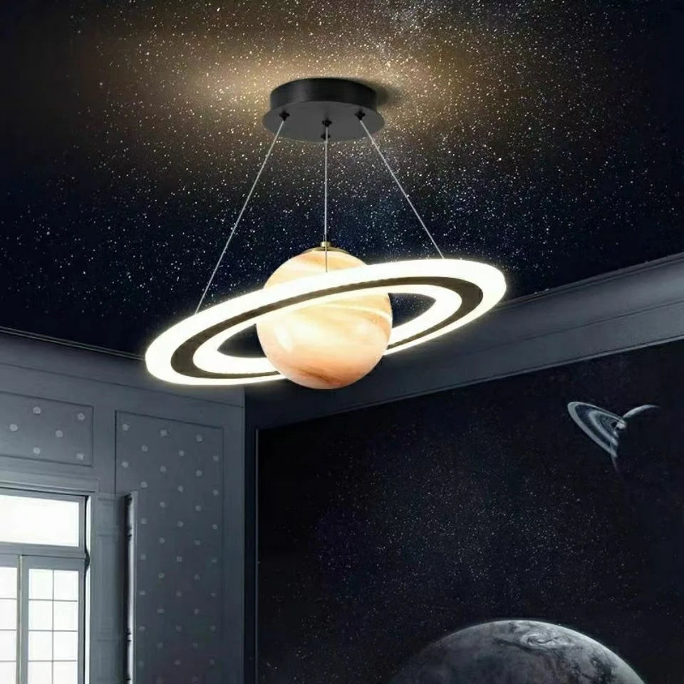 lustre nordique enfant led créatif dessin animé espace planète - vue 2 sur 10