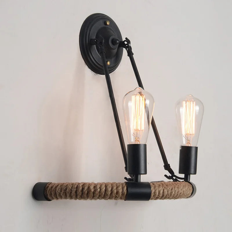 applique murale vintage en corde de chanvre pour loft et bar