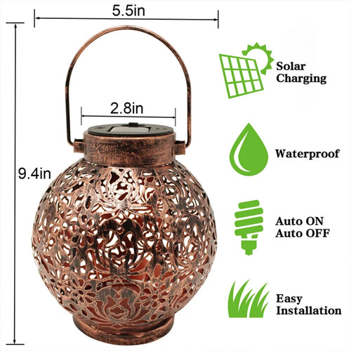 lanterne solaire rétro en fer pour jardin extérieur - vue 11 sur 11