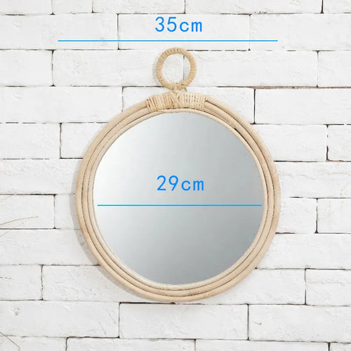 miroir en rotin japonais tissé à la main pour décoration moderne - vue 11 sur 12