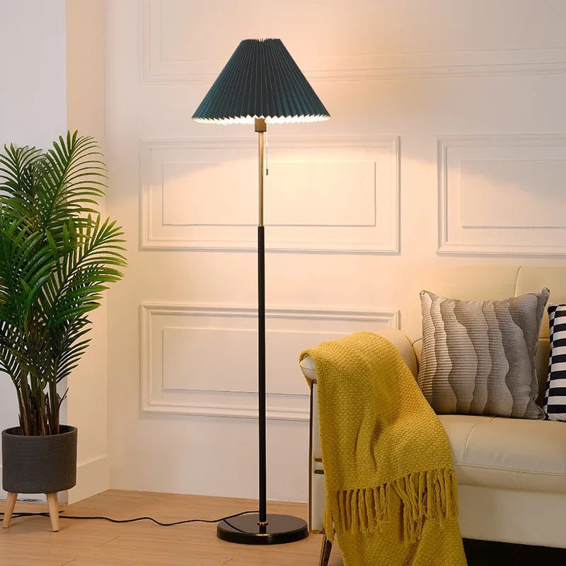 lampadaire led moderne nordique en marbre et tissu plissé américain