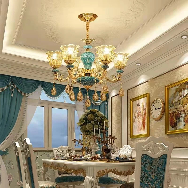 lustre de luxe en cristal et céramique pour un éclairage élégant - vue 6 sur 16
