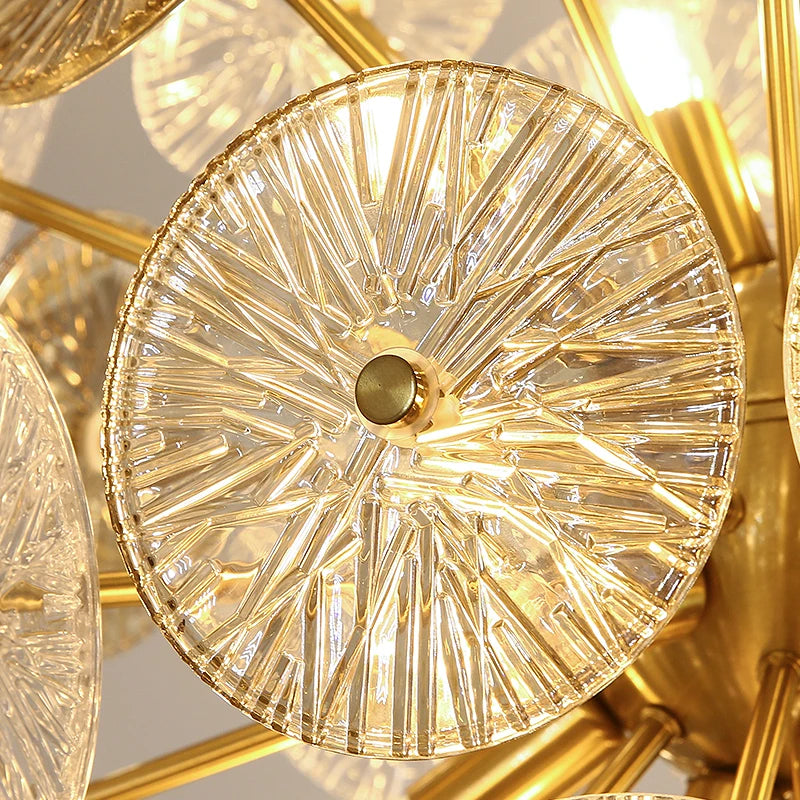 Deyidn luxe or suspension ronde verre plafond lustre pour Villa salle à manger chambre décorative moderne intérieur lumière - vue 7 sur 8