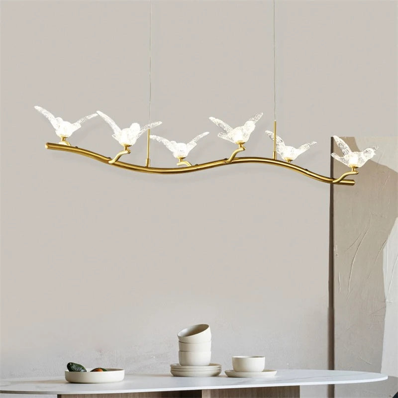 lustre moderne de luxe en cristal avec lampe d'oiseau led - vue 7 sur 9