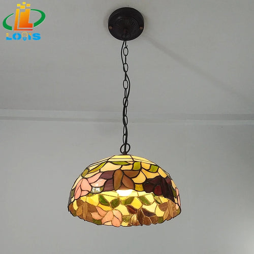 lustre fleur de bégonia style américain lampe tiffany éclairage décoratif - vue 5 sur 6