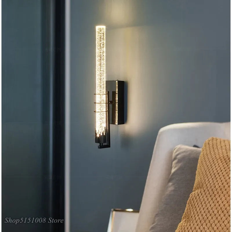 applique murale moderne en cristal avec bande led - vue 5 sur 14
