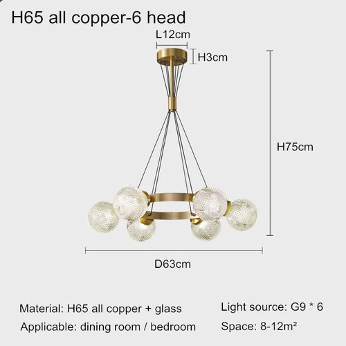 lustre en cuivre design nordique simple et élégant - vue 10 sur 10