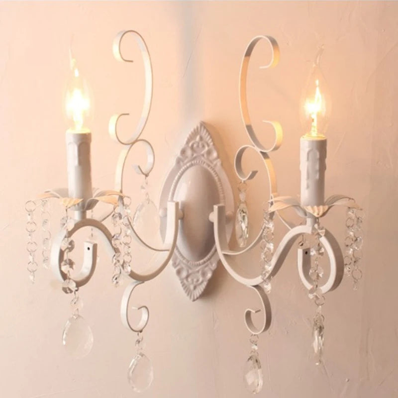 lustre vintage en fer forgé avec cristaux pour décoration intérieure