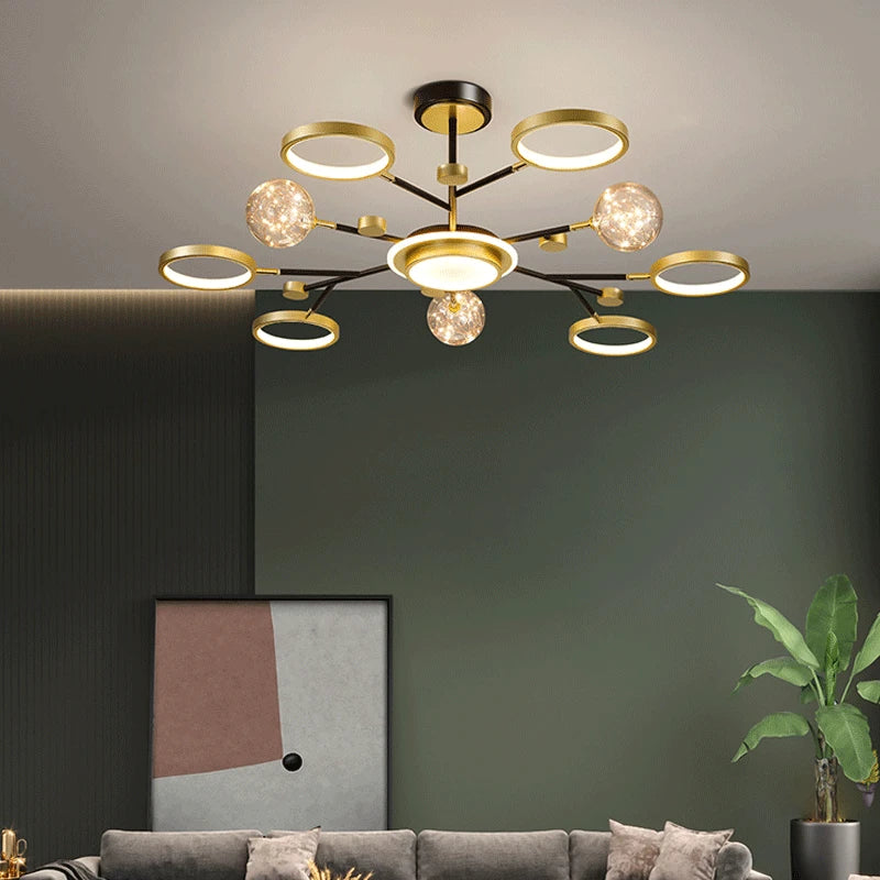 lustre nordique moderne en fer éclairage étoilé décoration créative - vue 5 sur 9