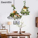 suspension moderne en bois avec éclairage led pour plantes