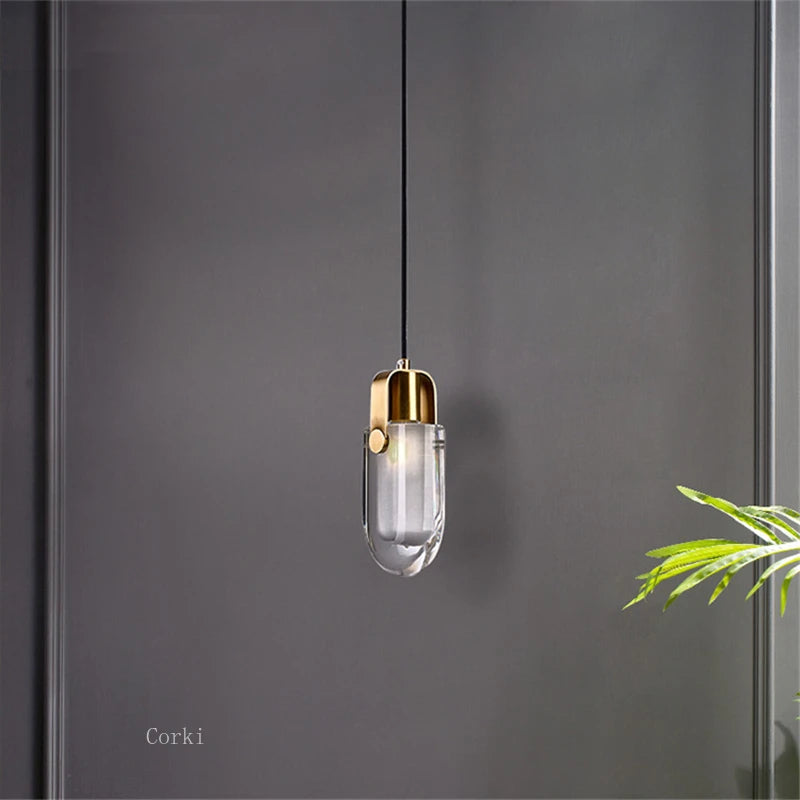 suspension moderne en cristal avec éclairage led décoratif - vue 4 sur 7