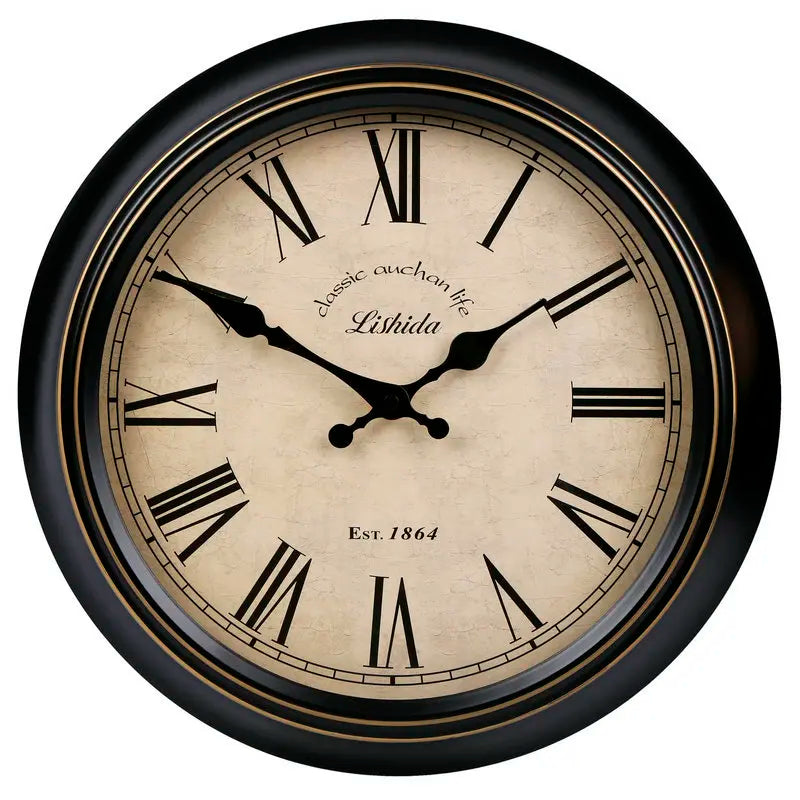 horloge murale silencieuse rétro style shabby chic décoration intérieure - vue 24 sur 24