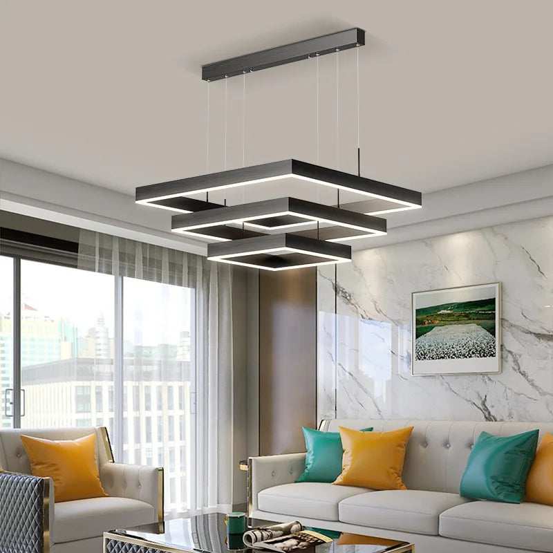 2024Modern Chandelier Square bedroom Chandelier Lighting  Hanging Lamp Home Lighting Samsarah Lighting - vue 4 sur 11