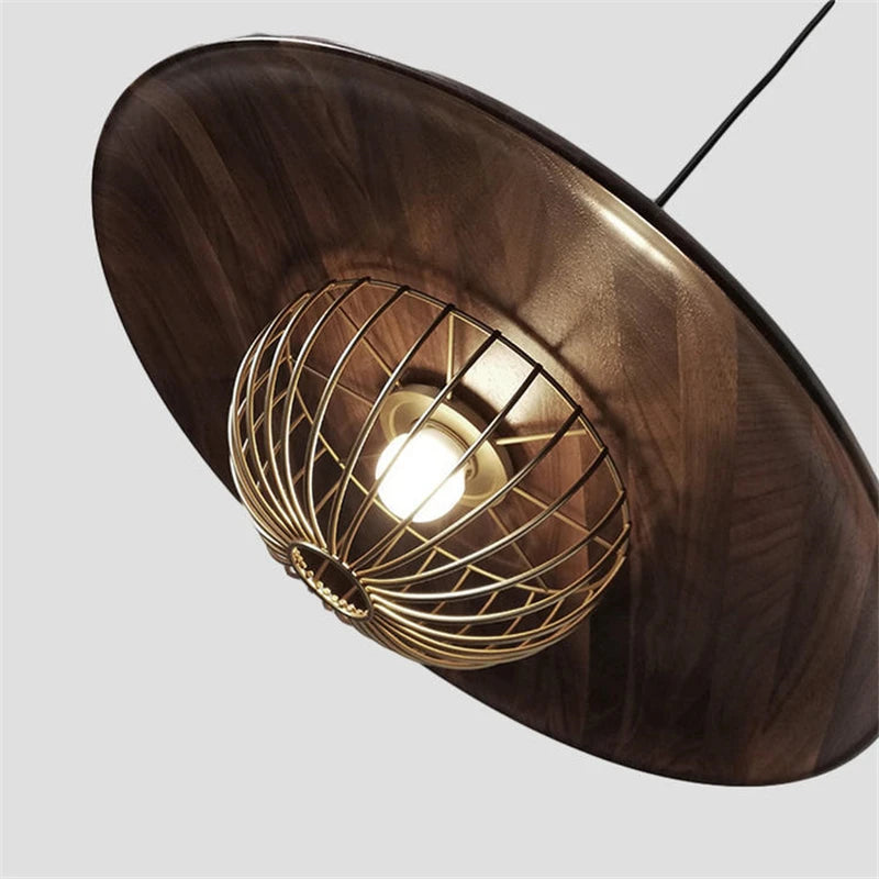 lustre nordique en forme de chapeau de grain de bois - vue 4 sur 12