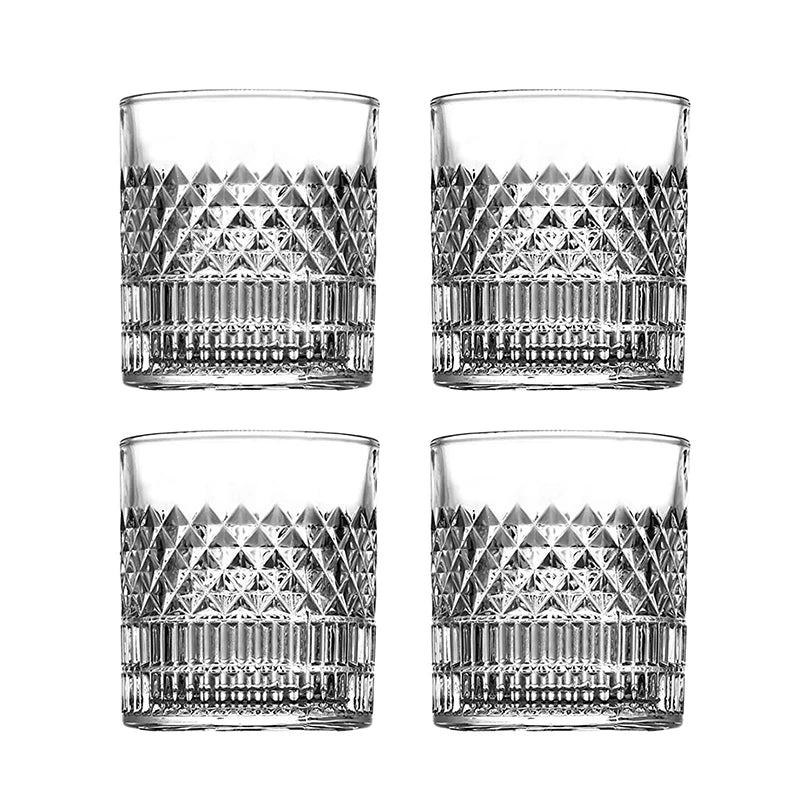 lot 4 verres whisky relief vintage epais resistants - vue 2 sur 7
