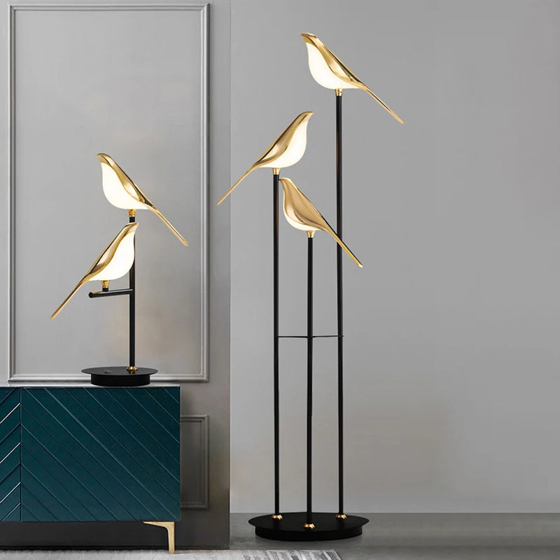 design lampe de table LED placage postmoderne or oiseau alliage acrylique lampe de bureau pour chambre étude salle salon lampadaire