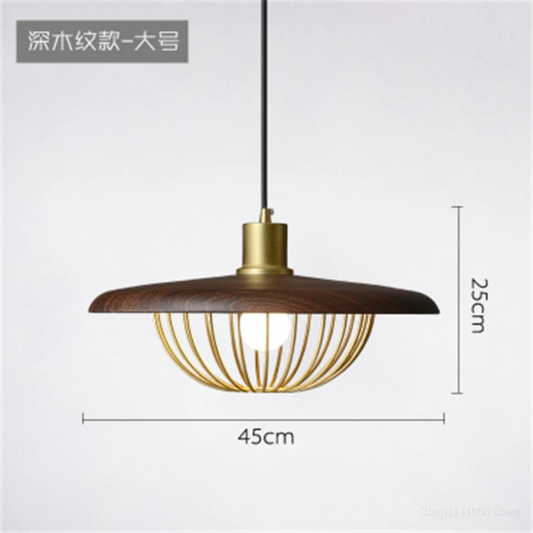 lustre nordique en forme de chapeau de grain de bois - vue 8 sur 12
