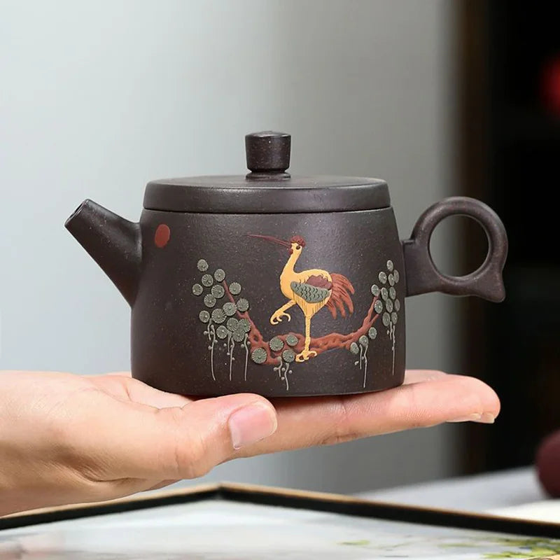 Théière artisanale yixing motif grue 170 ml