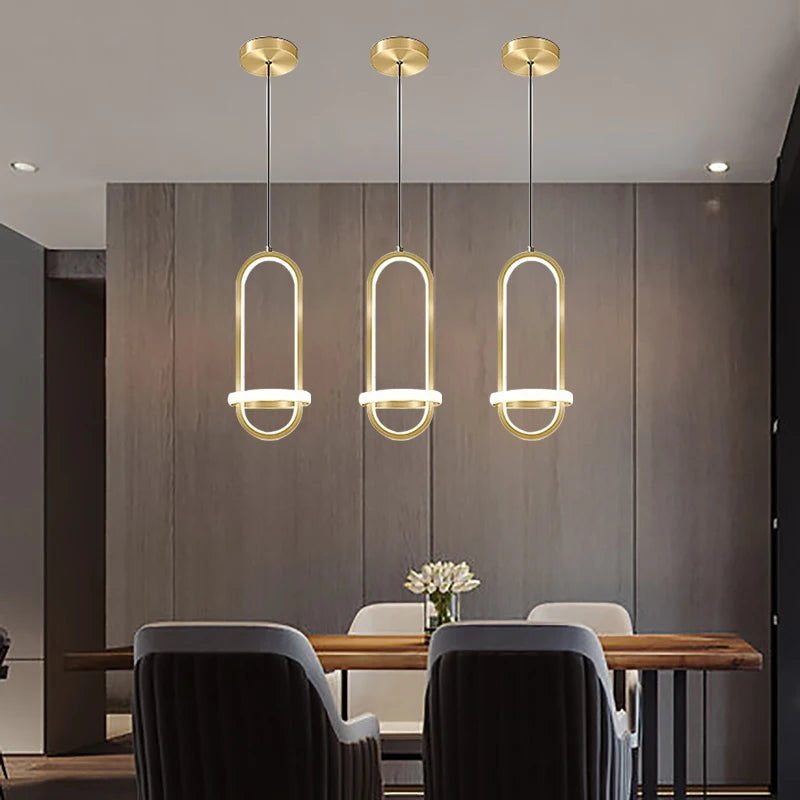 suspension moderne en or led décorative d'intérieur