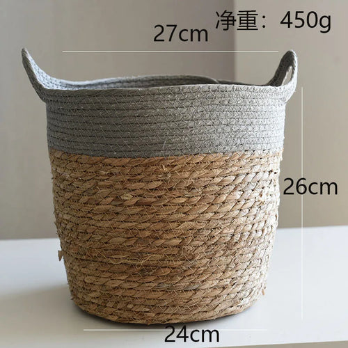 panier de rangement en paille pour décoration artisanale moderne - vue 12 sur 12
