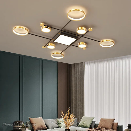 Plafonnier design cadre alu doré LED intérieur