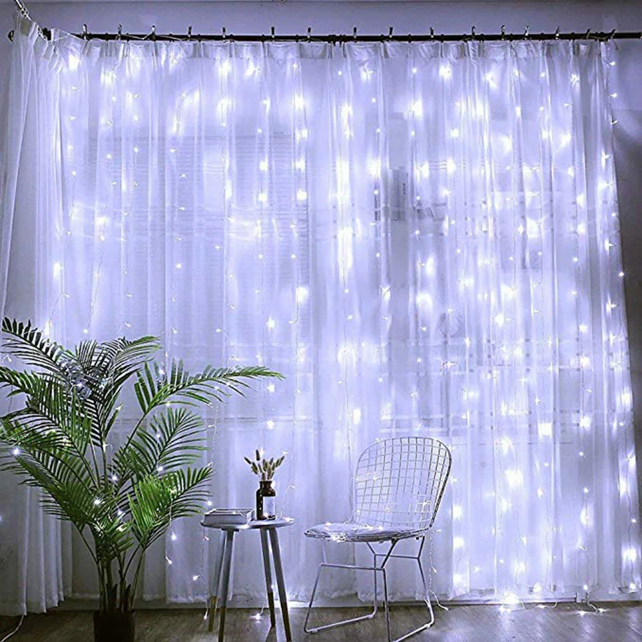 rideau lumineux led glaçons guirlande décorative pour fêtes et mariages - vue 4 sur 8