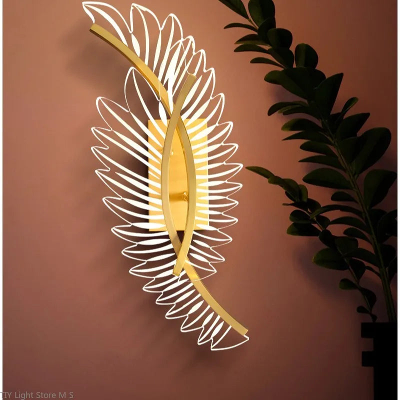 applique murale led design ailes dorées de luxe moderne - vue 3 sur 9