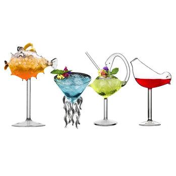 Verre cocktail original motifs animaux créatif soirée bar