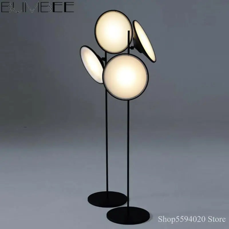 lampadaire led design nordique double corne éclairage moderne - vue 3 sur 7