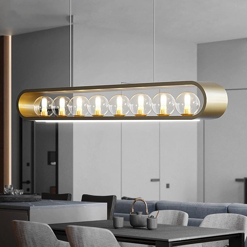 lustre design en verre transparent avec cordon réglable - vue 4 sur 12