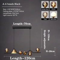 lustre rustique nordique en verre et fer noir décoratif